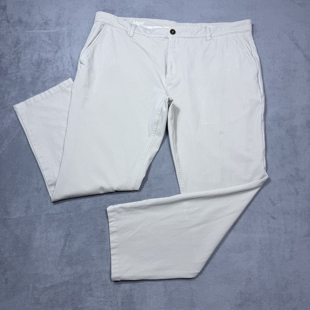 Mugsy Jeans Mens 42x30 Teddys Beige White Performance Stretch Normcore Dadcore